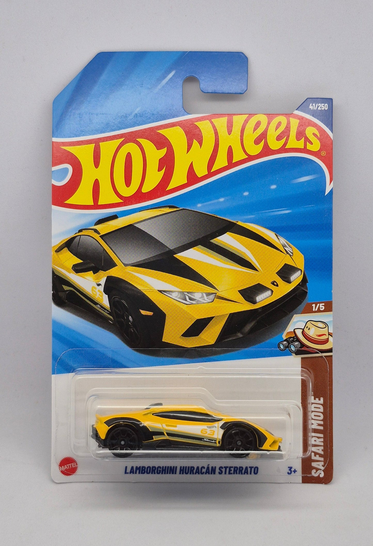 Hot Wheels toy car in packaging on a gray background