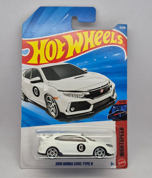 Hot Wheels 2018 Honda Civic Type R toy car in packaging on a gray background