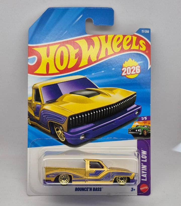 Hot Wheels toy car in packaging on a gray background