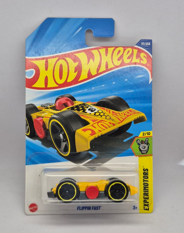 Hot Wheels toy car in packaging on a gray background