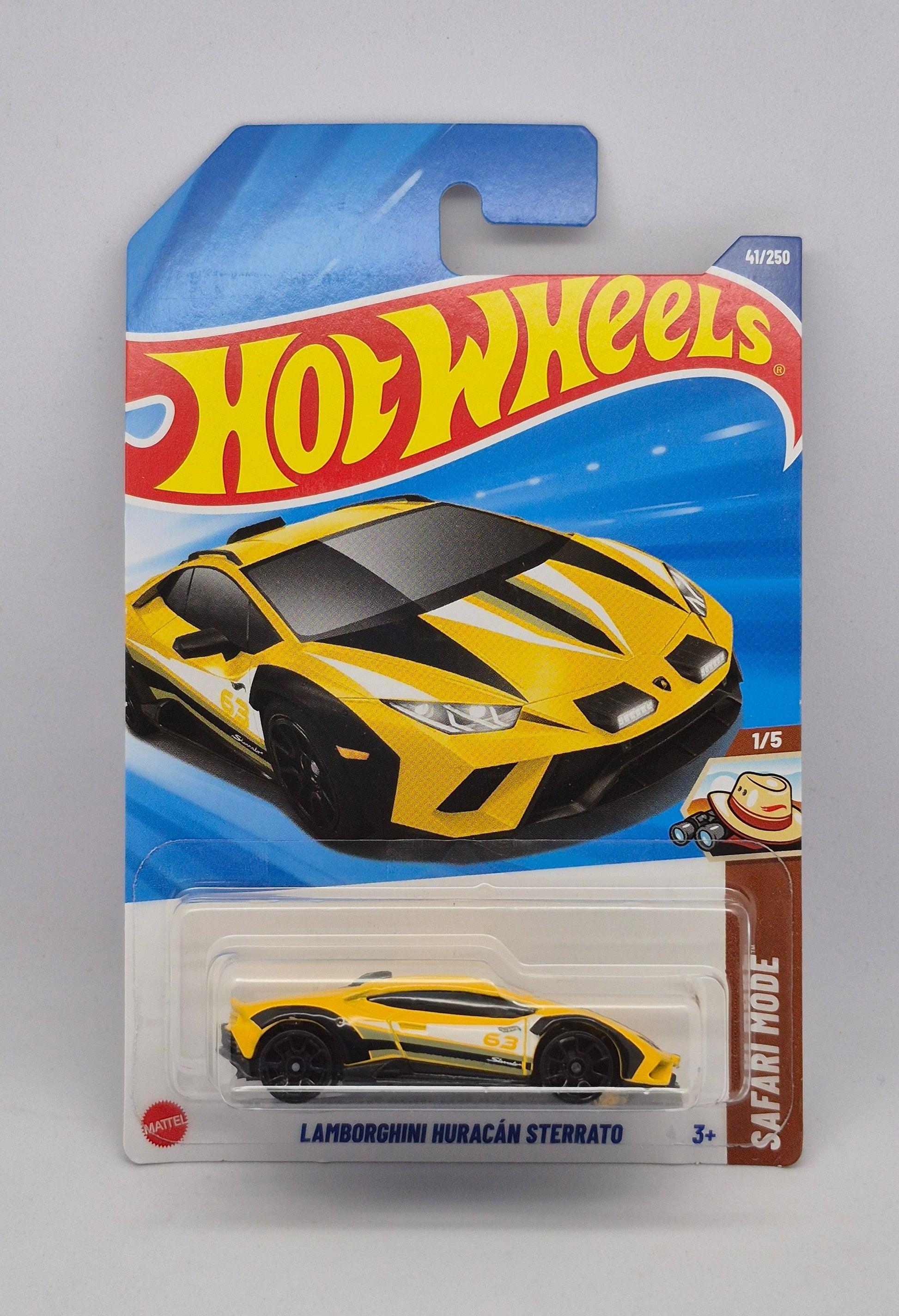 Hot Wheels toy car in packaging on a gray background