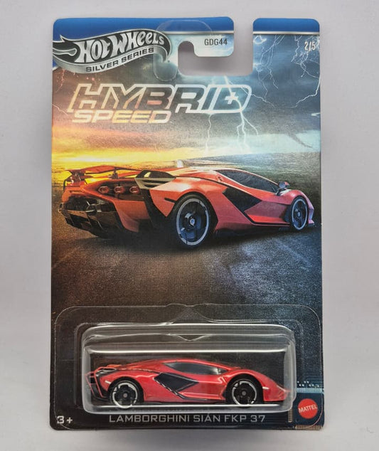 Hot Wheels Lamborghini Sian FKP 37 toy car in packaging on a gray background